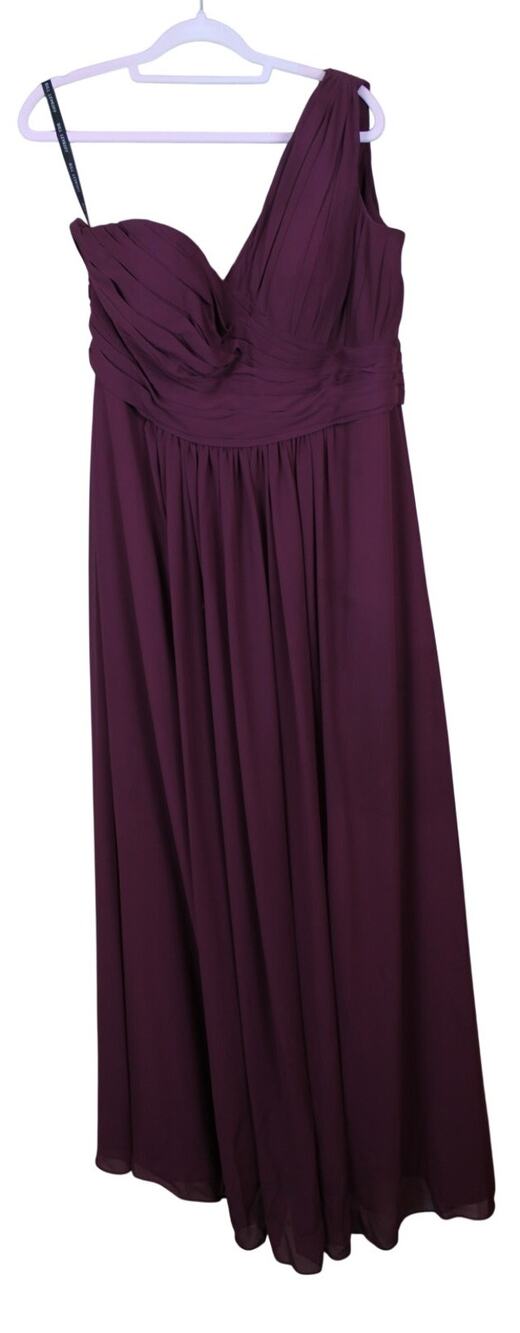 Bill Levkoff Eggplant Purple One Shoulder Bridesmaid Prom Evening Maxi Gown